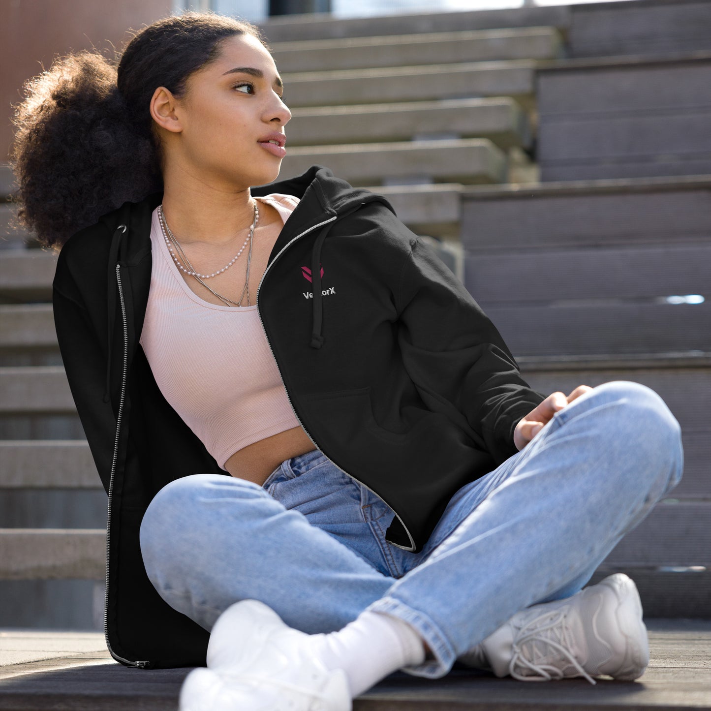 Fleece Zip Logo Hoodie