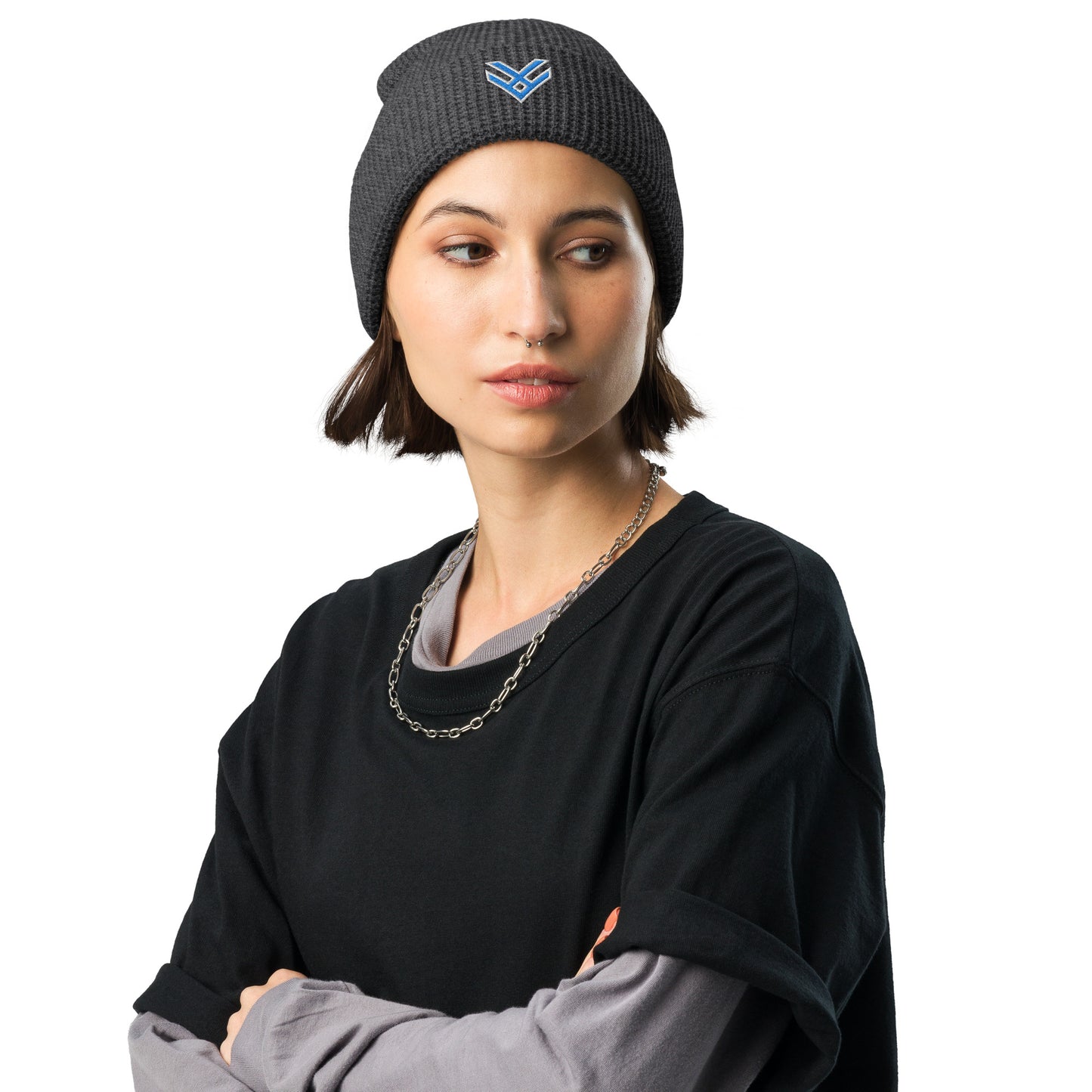 Embroidered Icon Waffle Beanie